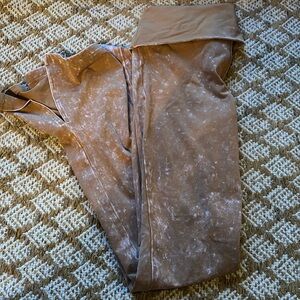 Pink brown yoga pants with slit in ankle size small